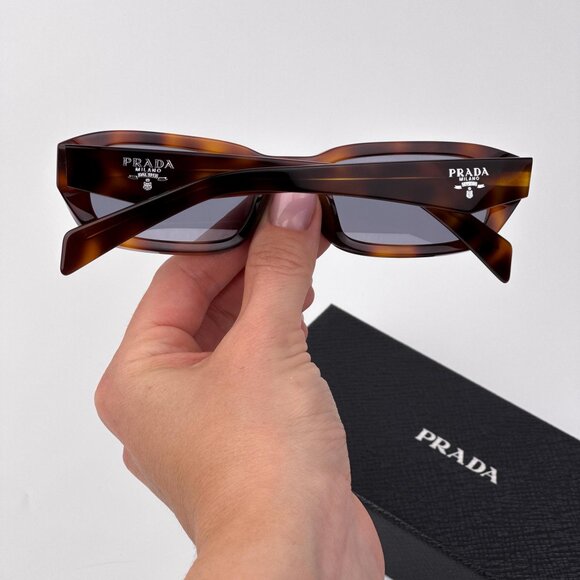 Prada PRB06S Rectangle Sunglasses – Havana Frame with Grey Lenses | Model 15W03N - Picture 2 of 10